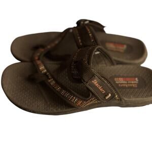 Skechers Thong Sandals Womens Size10 Multicolor Hook & Loop Wedge Flip Flops